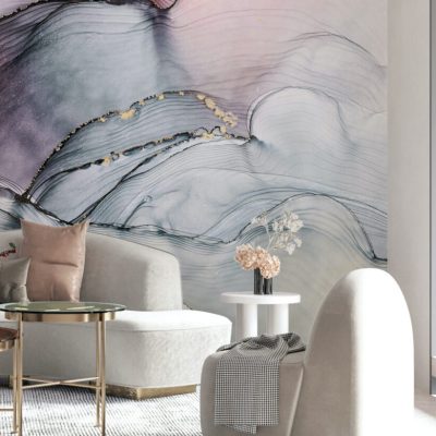 Canlı Renkli Mermer Desenleriyle Modern  Duvar Kağıdı