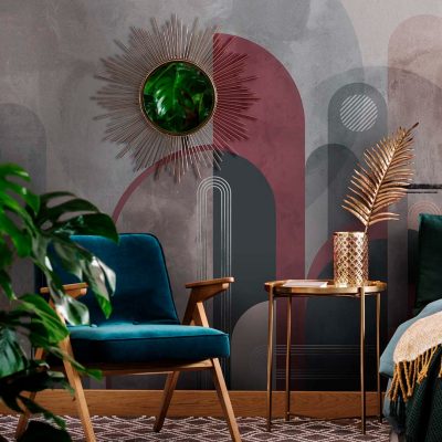 Geometrik Desenlerin Modern ve Şık Dansı Duvar Kağıdı