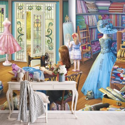 Ravensburger'in Nostaljik Bayan Terzi Figürü Duvar Kağıdı
