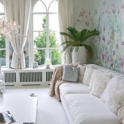 Mavi Tonlarda Soft Çiçeklerin Huzur Veren Güzelliği Duvar Kağıdı
