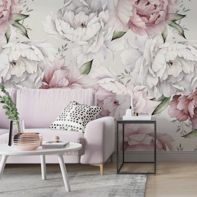 Pembe ve Beyaz Soft Güller Duvar Kağıdı