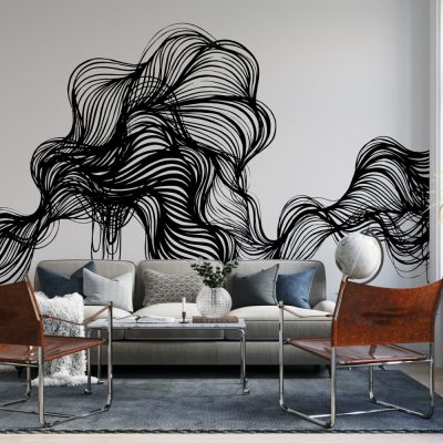 Modern Çizgiler Siyahın Asaletiyle Oluşan Minimalist Çizgisel Desenler Duvar Kağıdı