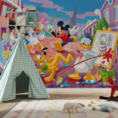 Klasik Kahramanlar Mickey Mouse ve Sevimli Arkadaşları Bir Arada Duvar Kağıdı