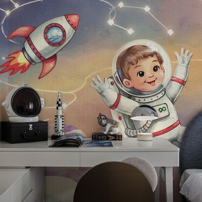 Hayalperest Çocuk Astronot ve Gizemli Ufo Duvar Kağıdı