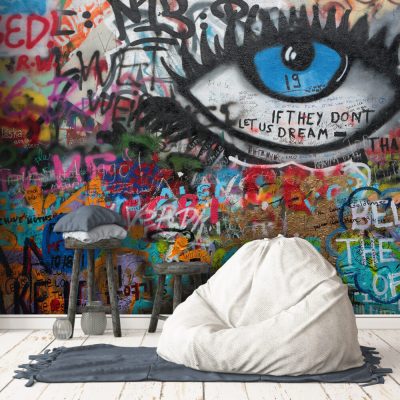 Sprey Boyalı Göz ve Grafitilerle Sokak Sanatının Enerjisi Duvar Kağıdı