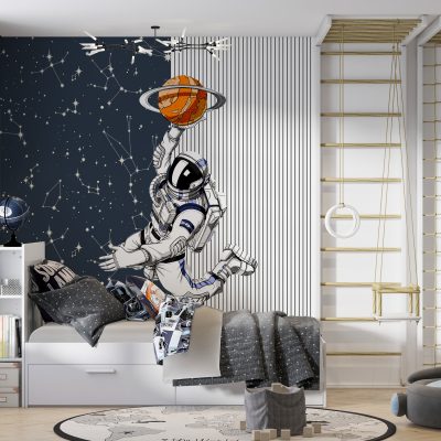 Evrenin Derinliklerinde Bir Yolculuk Astronot ve Parıldayan Takım Yıldızları Duvar Kağıdı