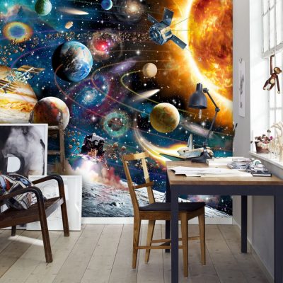 Uzay Macerası Astronot ve Gezegenlerin Büyülü Dünyası Duvar Kağıdı