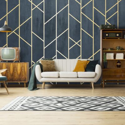 Modern Lüks Altın Çizgili Geometrik Desenlerin  Şıklığı Duvar Kağıdı