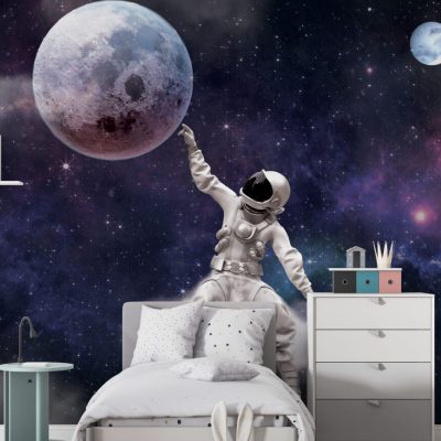 Uzay Kaşifi Ay ve Uzayda Gezen Astronot Adamın  Macerası Duvar Kağıdı