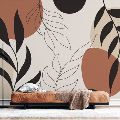 Boho Renklerinde Yaprak Desenleriyle Doğal Bir Esinti Duvar Kağıdı