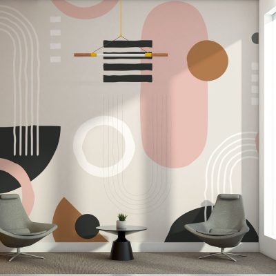 Soft Renklerde Modern Geometrik Desenlerin Huzurlu Uyumu Duvar Kağıdı