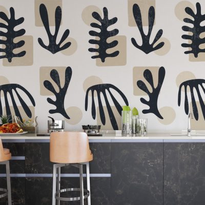 Modern Stil Yaprak Desenleri Duvar Kağıdı