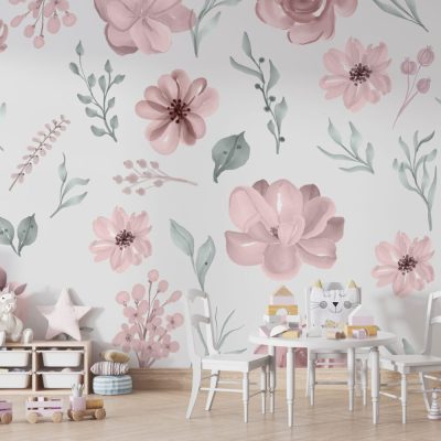 Pembe Bahar Esintisi Pembe Tonlarında Çiçekler ve Yaprakların Romantik Dansı Duvar Kağıdı