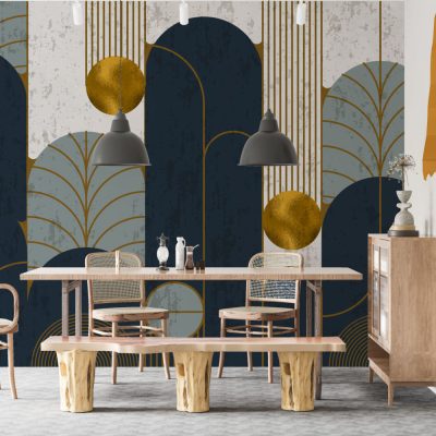 Geometrik Altın Detaylarla Modern Şıklık Duvar Kağıdı