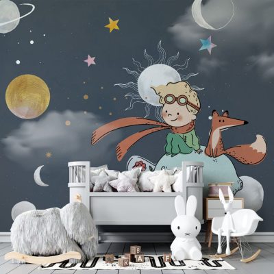 Uzaydaki Küçük Prens Temalı Fantastik Duvar Kağıdı