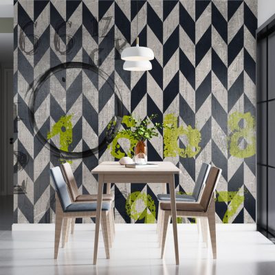 Geometrik Desenler ve Yazılarla Modern Bir Görünüm Duvar Kağıdı