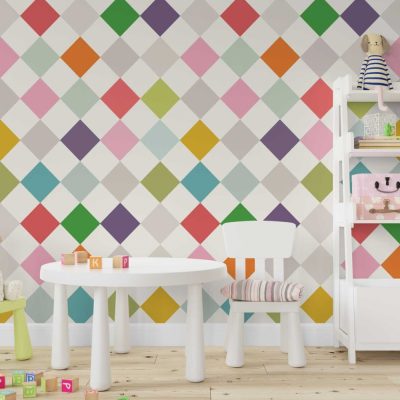 Canlı Renklerde Modern Geometrik Desenler Duvar Kağıdı
