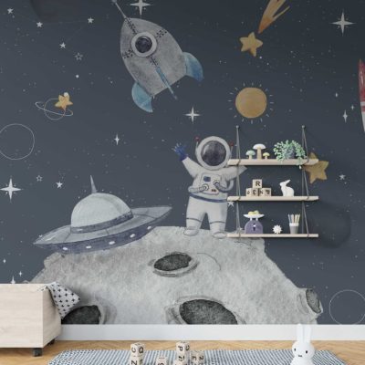 Uzaydaki Astronotlar ve Gezegenlerin Büyülü Dünyası Duvar Kağıdı