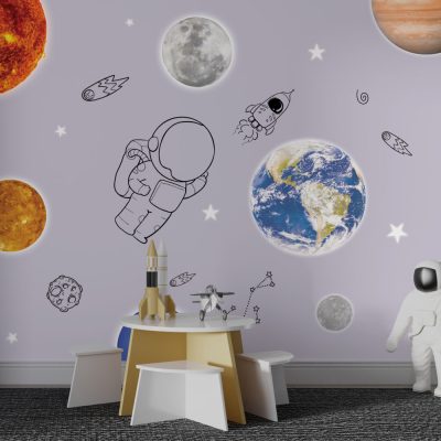 Evrenin Keşfi Minik Astronotun Gezegenler Arası Macerası Duvar Kağıdı