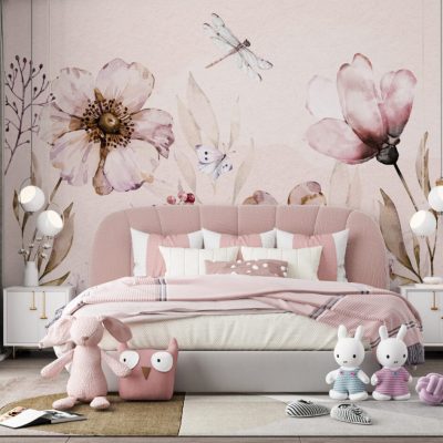 Pembe Çiçek Rüyası Soft Pembe Tonlarda Açan Zarif Çiçek Bahçesi Duvar Kağıdı