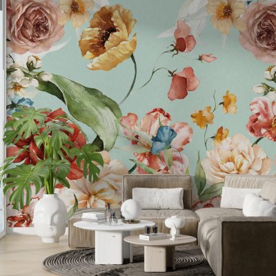 Romantik Bahçe Soft Tonlarda Huzurlu Gül Bahçesi  Güzelliği Duvar Kağıdı