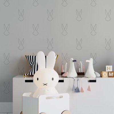 Minimalist Tasarım Sevimli Tavşan Figürlerinin Sade ve Şık Deseni Duvar Kağıdı