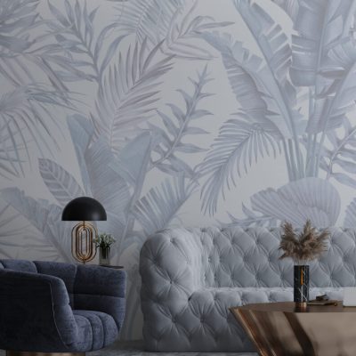 Minimalist Yapraklar Siyah Beyaz Yumuşak Yaprakların Sade ve Zarif Güzelliği Duvar Kağıdı