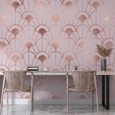Pembe ve Modern Geometrik Desenlerin Şık Uyumu Duvar Kağıdı