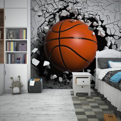 Sporun Enerjisi Patlayan Basketbol Topunun Dinamik Görüntüsü Duvar Kağıdı