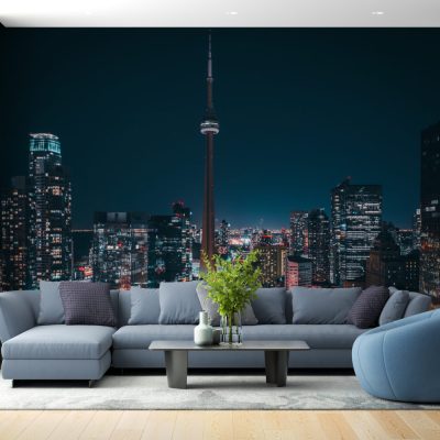 Toronto Geceleri Şehrin Işıklarının Büyüleyici Manzarası Duvar Kağıdı