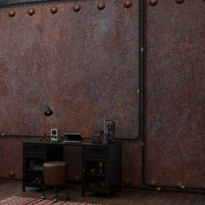 Eskimiş Metal Puntalı Paslı Demir Yüzeyi Duvar Kağıdı