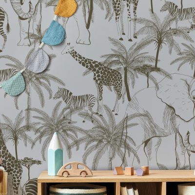 Sade Çizgilerle Modern Safari Esintileri Duvar Kağıdı