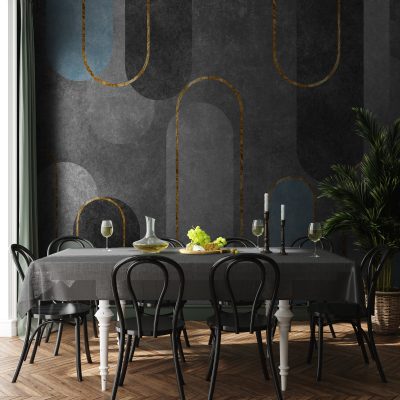 Modern Gri Tonlarında Soyut Geometrik Formlar Duvar Kağıdı