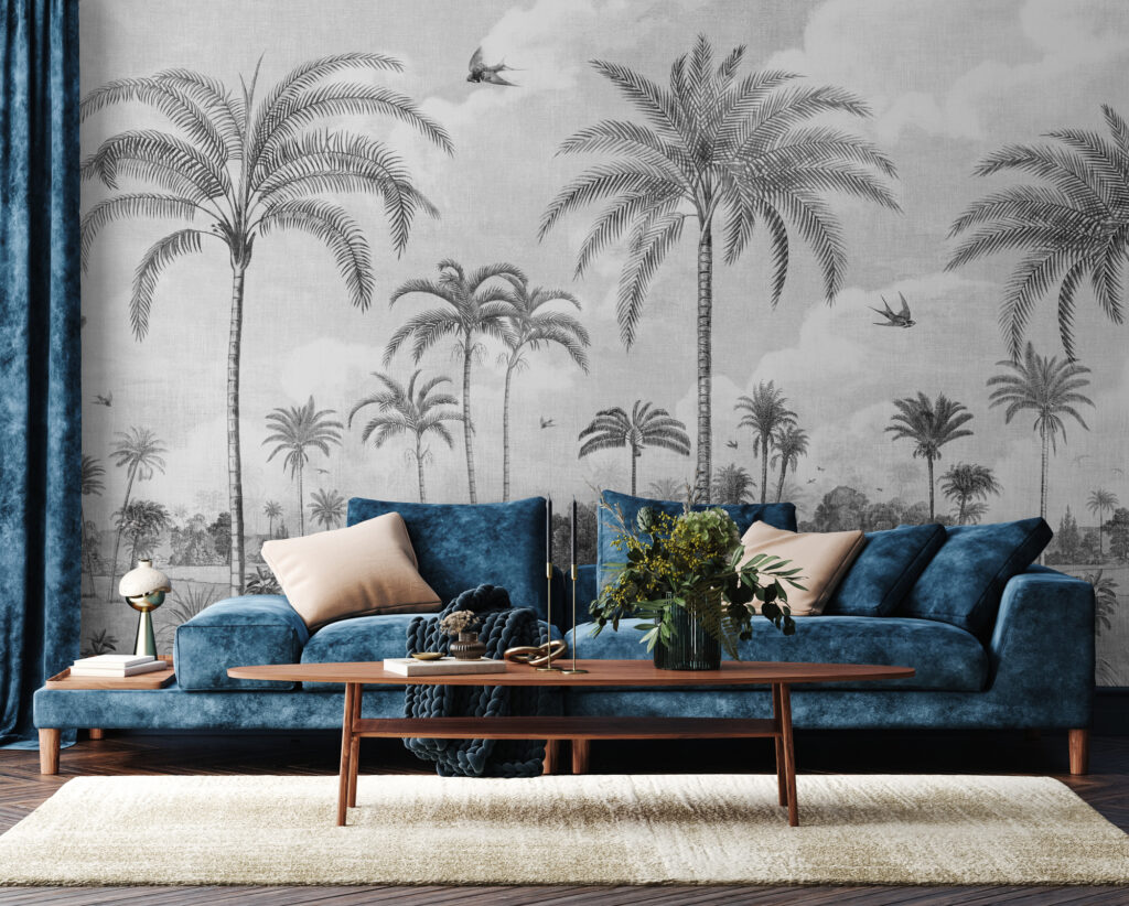 Yeşilin Farklı Tonlarında Tropikal Ağaçlar Duvar Kağıdı