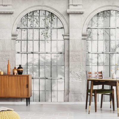 Endüstriyel Beton Duvar ve Pencere Görünümü  Duvar Kağıdı