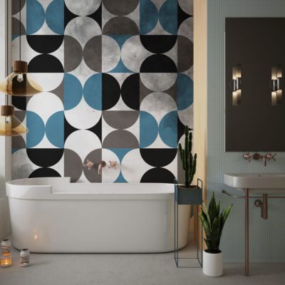 Koyu Renklerin Asaleti Modern Geometrik Desenlerle Buluşuyor Duvar Kağıdı