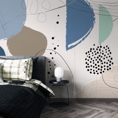 Mavi Tonlarda Modern Geometrik Soyut Desenlerin Şıklığı Duvar Kağıdı