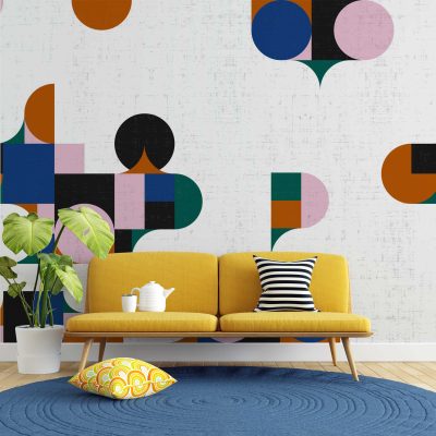 Soyut Sanat Rengarenk Geometrik Şekillerin Modern Dansı Duvar Kağıdı