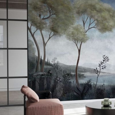Mavi Denizin Ferahlığı Tropikal Desenlerle Duvar Kağıdı