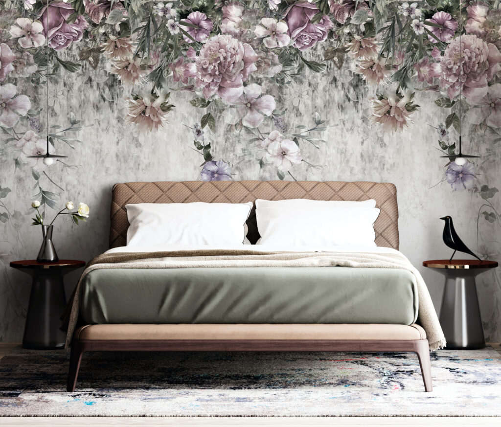 vintage_flower_wall_mural__14378.1619318367 Yukarıdan Sarkan Çiçeklerin Romantik Esintisi Duvar Kağıdı