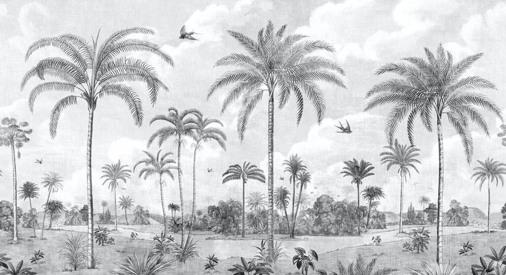 Yeşilin Farklı Tonlarında Tropikal Ağaçlar Duvar Kağıdı